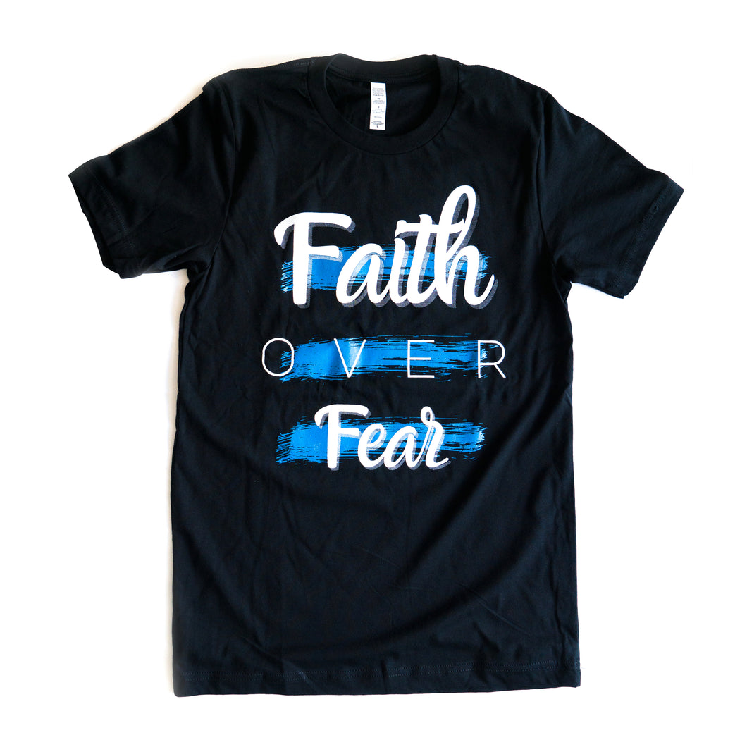 FAITH OVER FEAR T-Shirt UNISEX Black White Blue