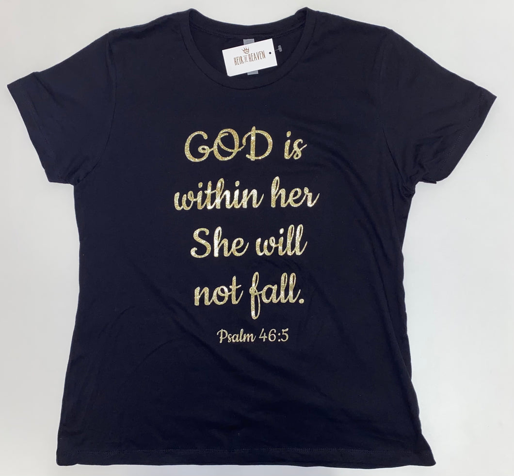 God is Within Her She Will Not Fall Psalm 46:5 Black Women's Fit