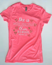 Load image into Gallery viewer, She Is More Precious Than Rubies Hot Pink &amp; Gold Glitter T-Shirt Women&#39;s
